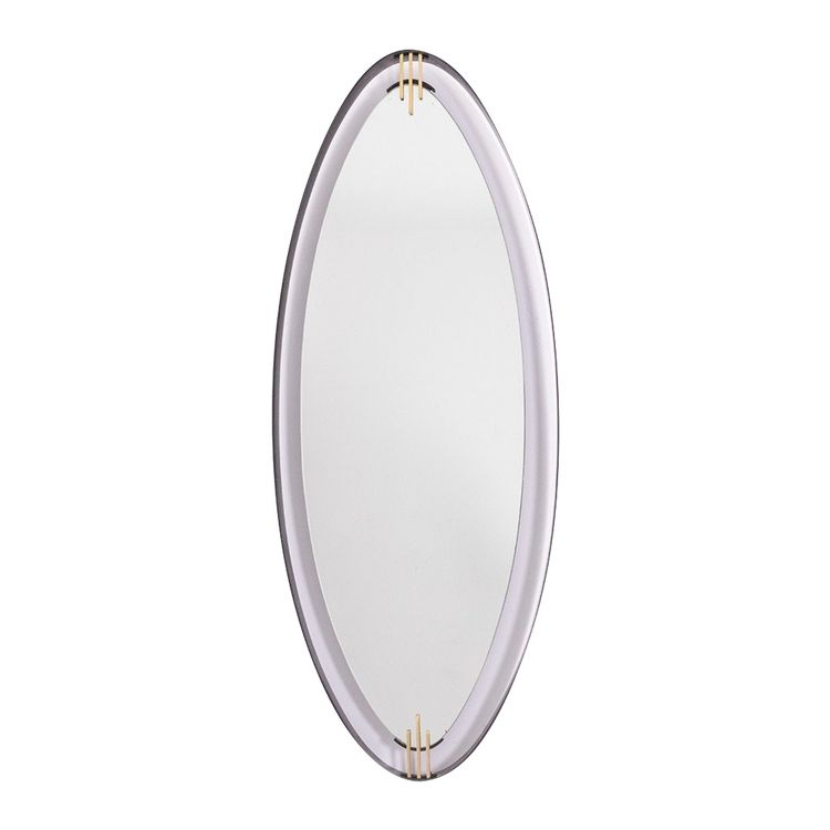 Lacquered and patinated brass mirror, ovoid shape. 1950s/60s. LS6351736M