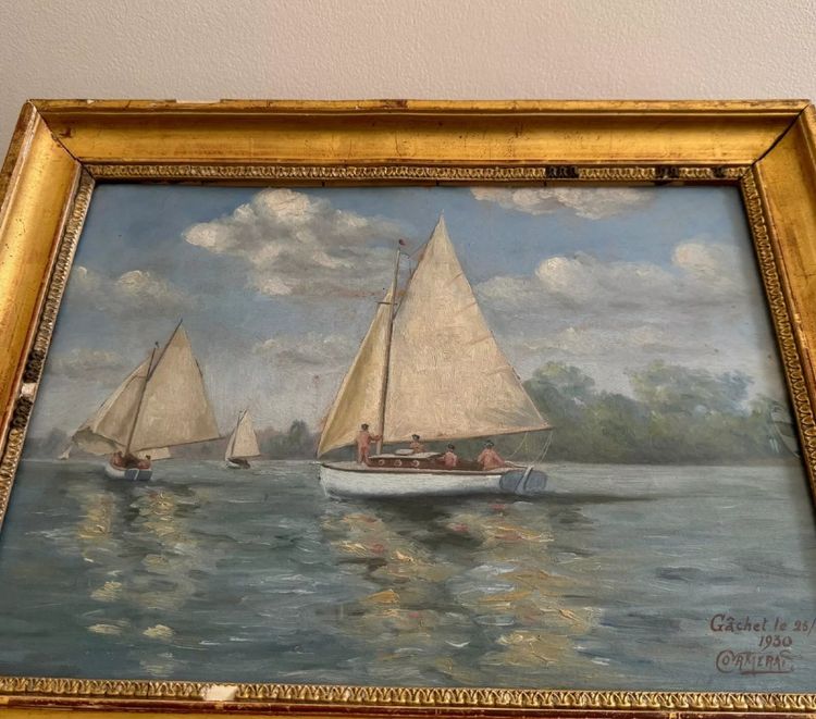 Acquerello raffigurante una regata a Gâchet di Cormerais 1930
