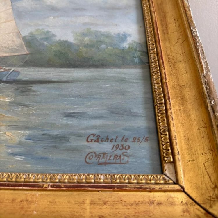 Acquerello raffigurante una regata a Gâchet di Cormerais 1930
