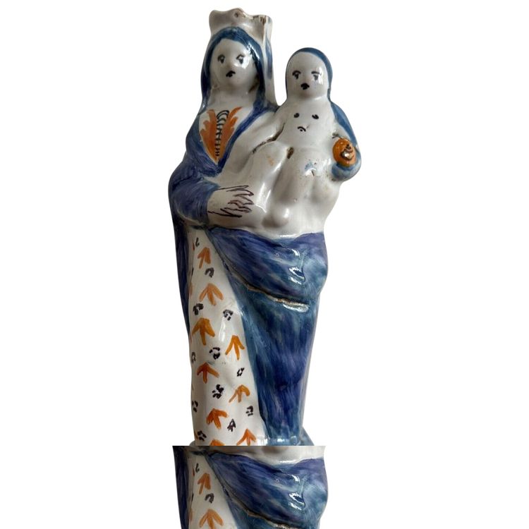 Vierge d'accouchée à l'Enfant en faïence XVIIIe 1780