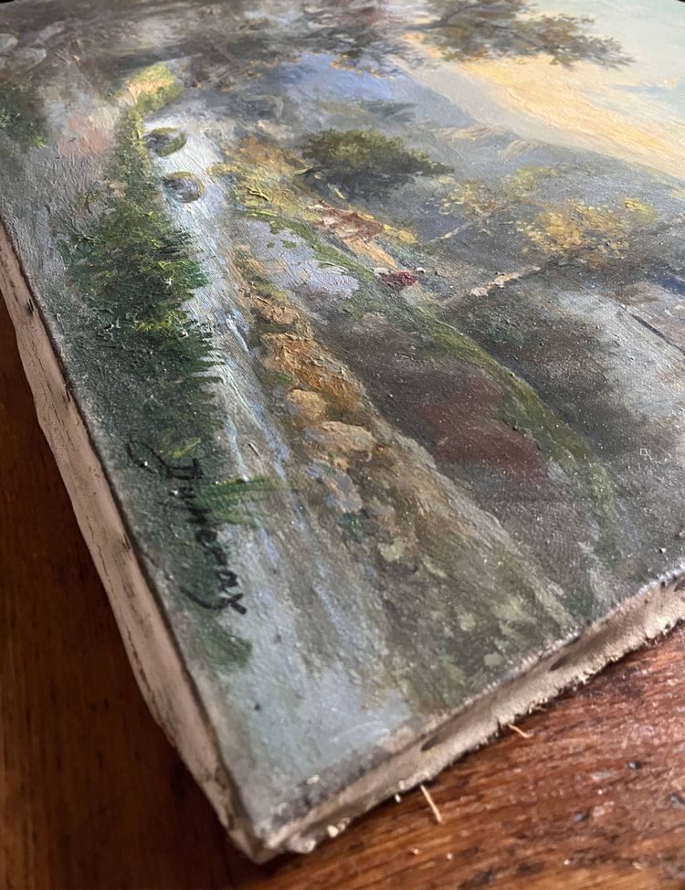 Old HST painting: "Animated pastoral landscape" signed Duperay filigraneantiquite
