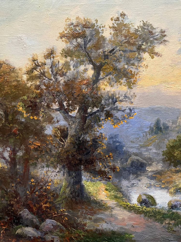 Old HST painting: "Animated pastoral landscape" signed Duperay filigraneantiquite