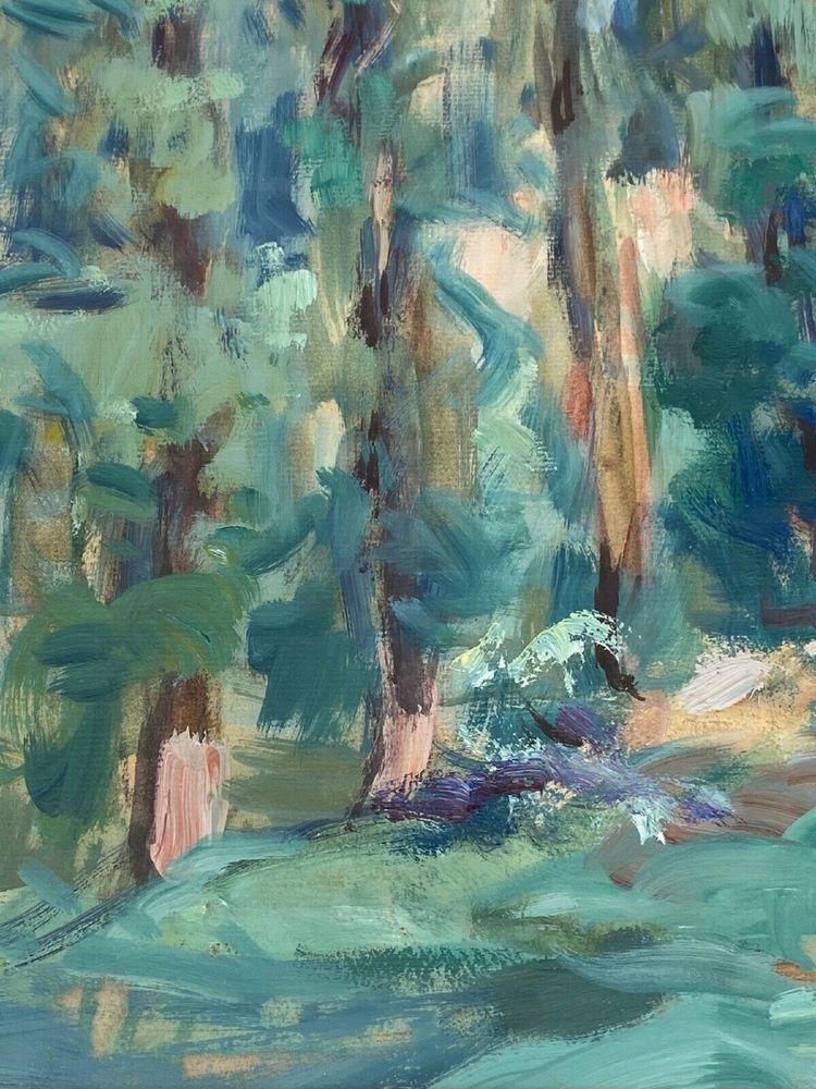 Watercolor by Paul Paquereau haystacks 20th century