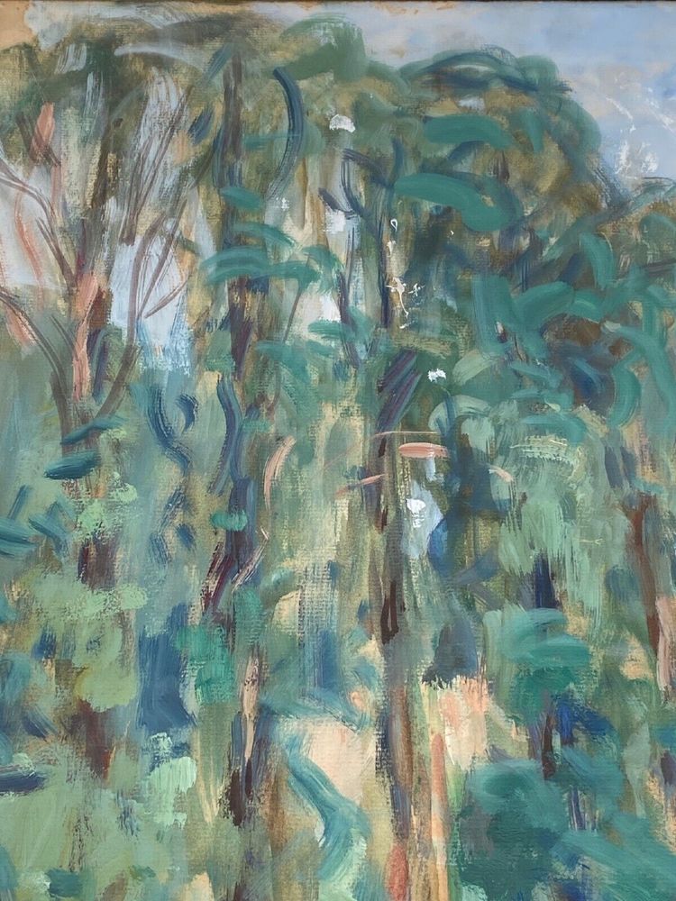 Watercolor by Paul Paquereau haystacks 20th century