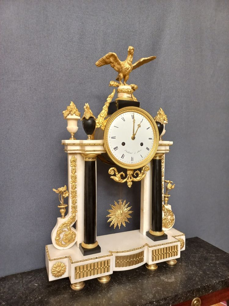 18th century gilt bronze and marble clock