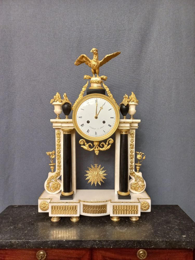 18th century gilt bronze and marble clock