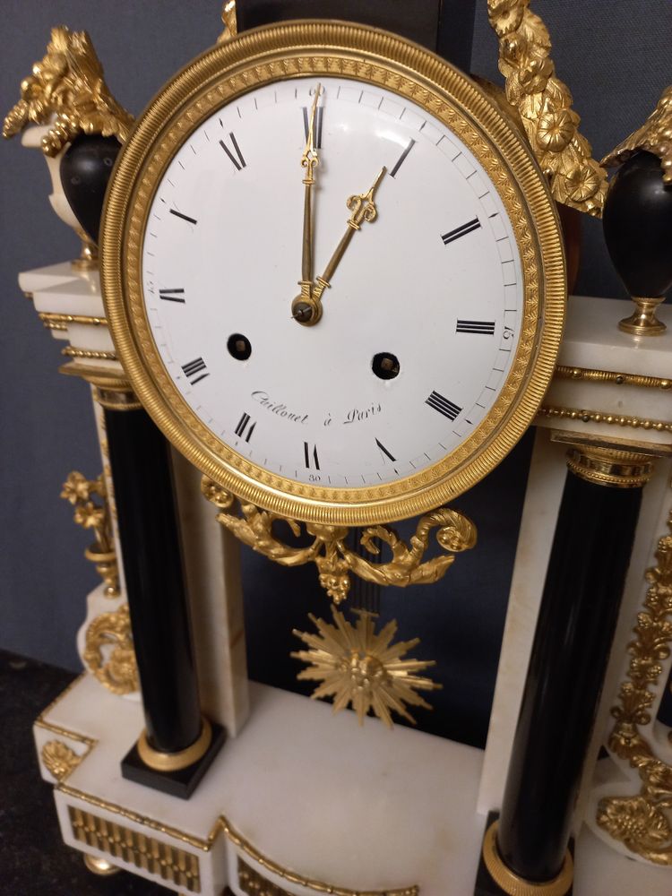 18th century gilt bronze and marble clock