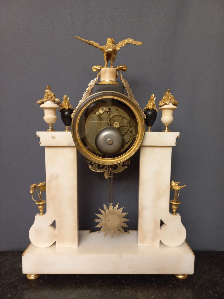 18th century gilt bronze and marble clock