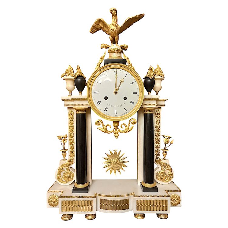 18th century gilt bronze and marble clock