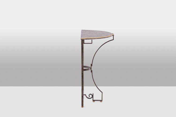 Pair of half-moon shaped console tables. Work of art craftsman. LS63791912B