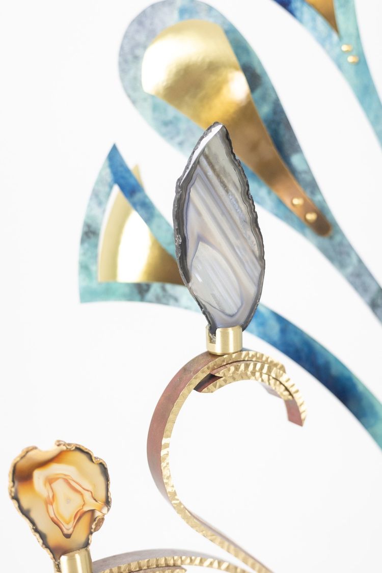Lampe-sculpture avec des agates. Travail d’artisan d’art. LS63804009M