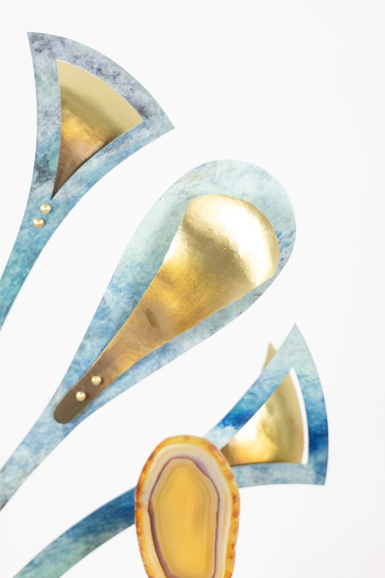 Lampe-sculpture avec des agates. Travail d’artisan d’art. LS63804009M