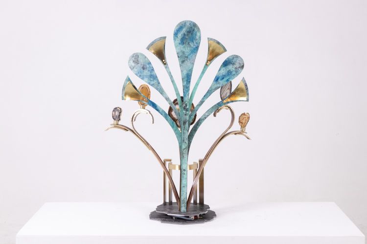 Lampe-sculpture avec des agates. Travail d’artisan d’art. LS63804009M