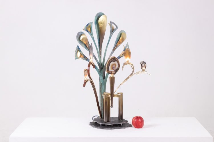 Lampe-sculpture avec des agates. Travail d’artisan d’art. LS63804009M
