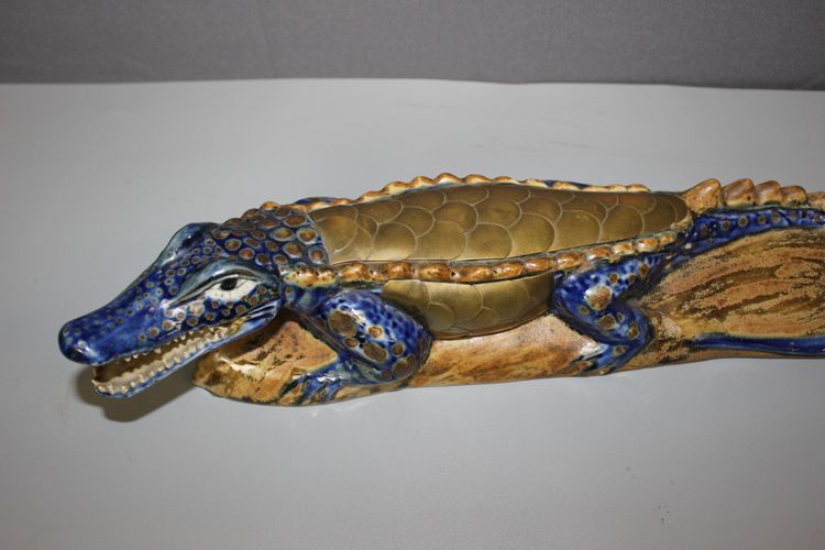 Ceramic and Brass Crocodile XX