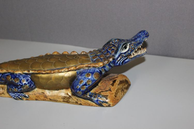 Ceramic and Brass Crocodile XX