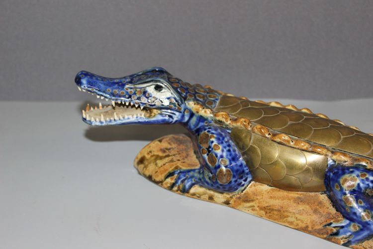 Ceramic and Brass Crocodile XX