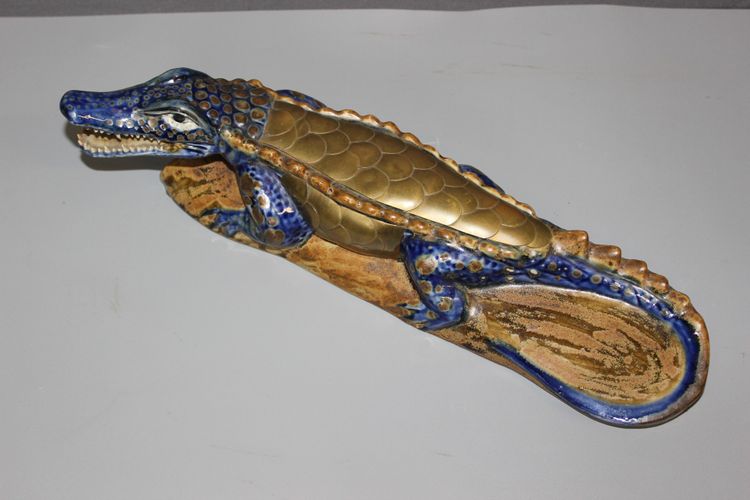 Ceramic and Brass Crocodile XX