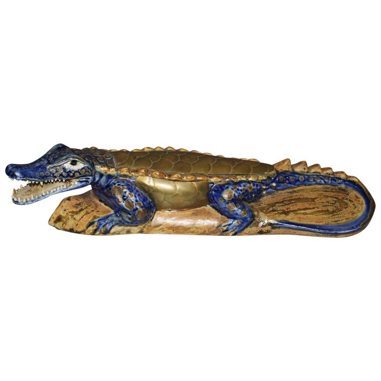 Ceramic and Brass Crocodile XX