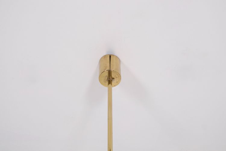 Midcentury brass and crystal chandelier