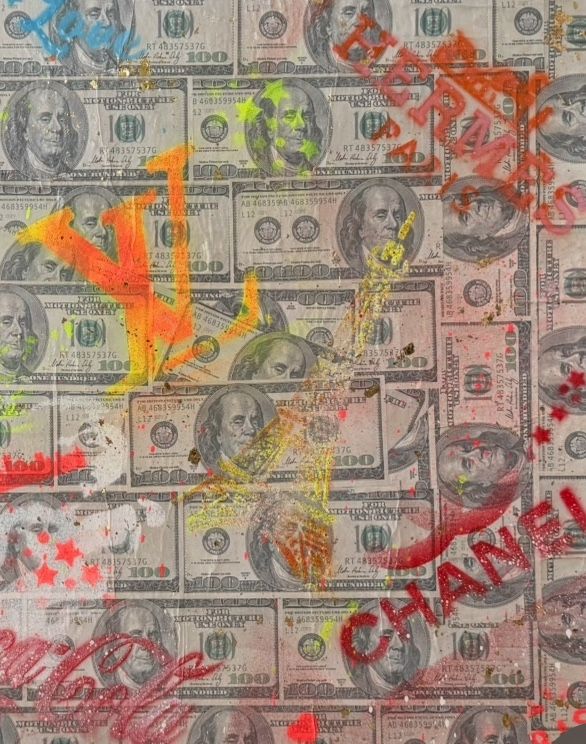 Abstraktes Gemälde - Dollar - Vuitton - Hermes 