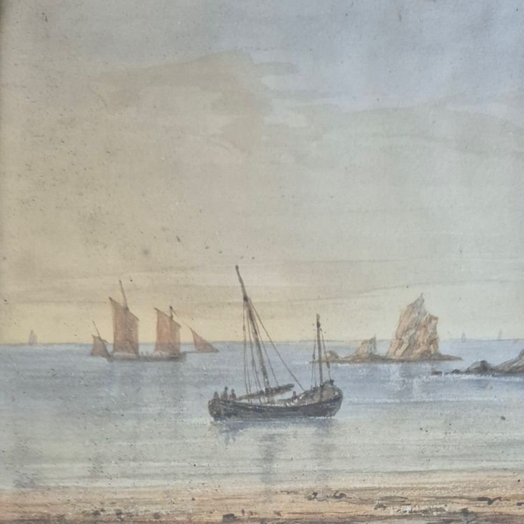 castello che domina il mare acquerello