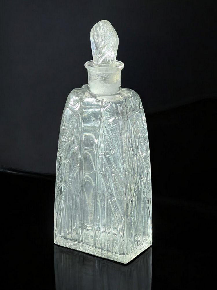 RENÉ LALIQUE 1910 FLACON ANCIEN A LOTION EN VERRE BLANC POUR ROGER GALLET