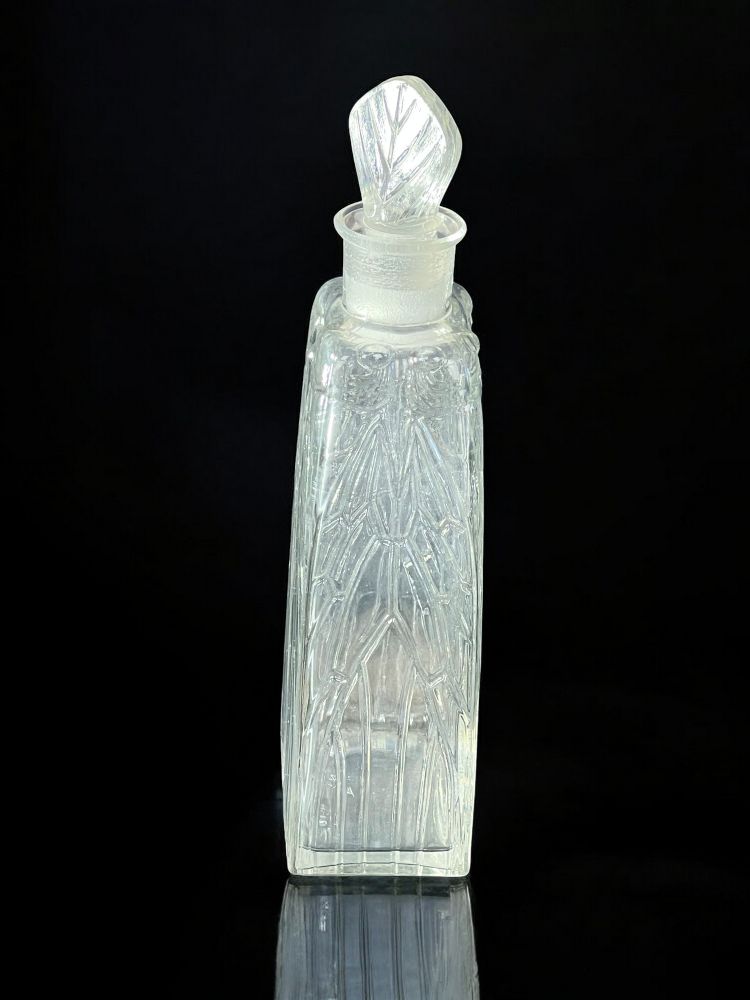 RENÉ LALIQUE 1910 FLACON ANCIEN A LOTION EN VERRE BLANC POUR ROGER GALLET