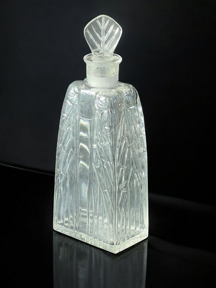 RENÉ LALIQUE 1910 FLACON ANCIEN A LOTION EN VERRE BLANC POUR ROGER GALLET