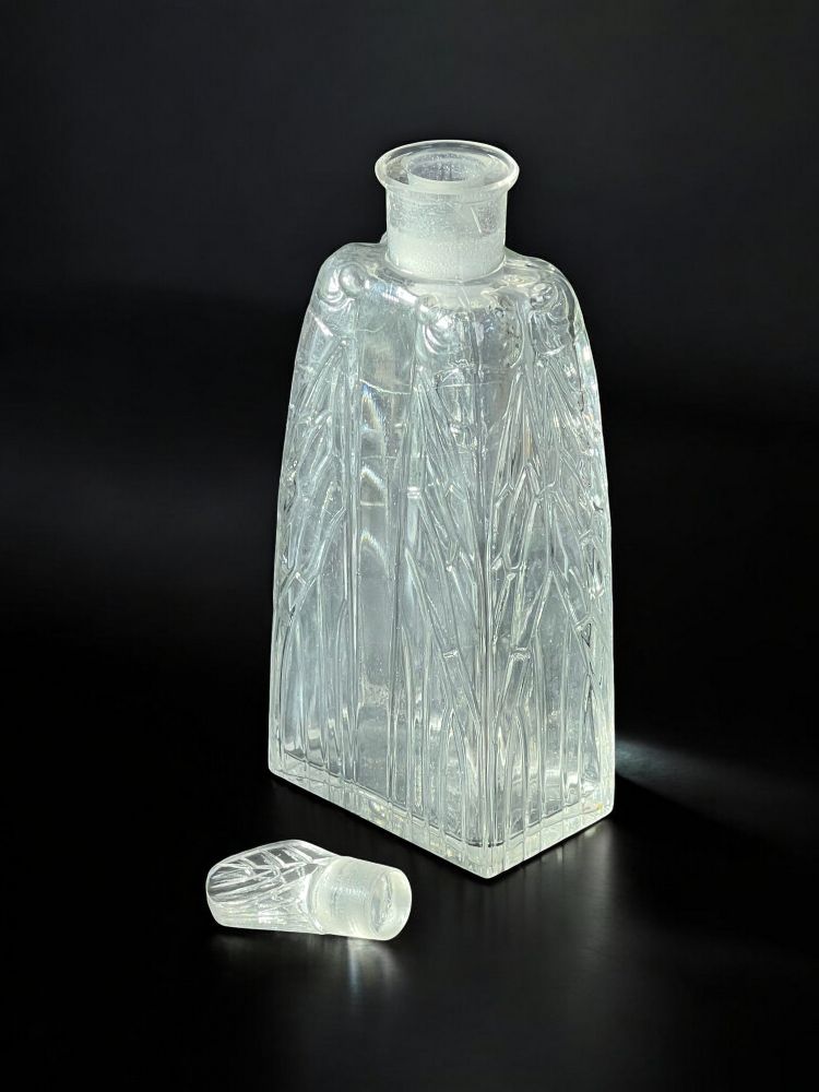 RENÉ LALIQUE 1910 FLACON ANCIEN A LOTION EN VERRE BLANC POUR ROGER GALLET