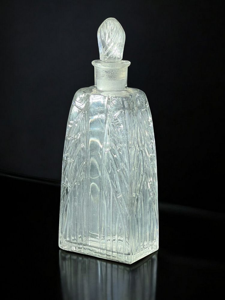 RENÉ LALIQUE 1910 FLACON ANCIEN A LOTION EN VERRE BLANC POUR ROGER GALLET