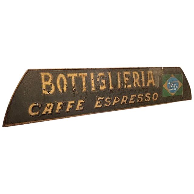 Ancienne grande enseigne en métal peint « Bottiglieria » de la fin du 19ème siècle. en fer. Taille 270 x 57 