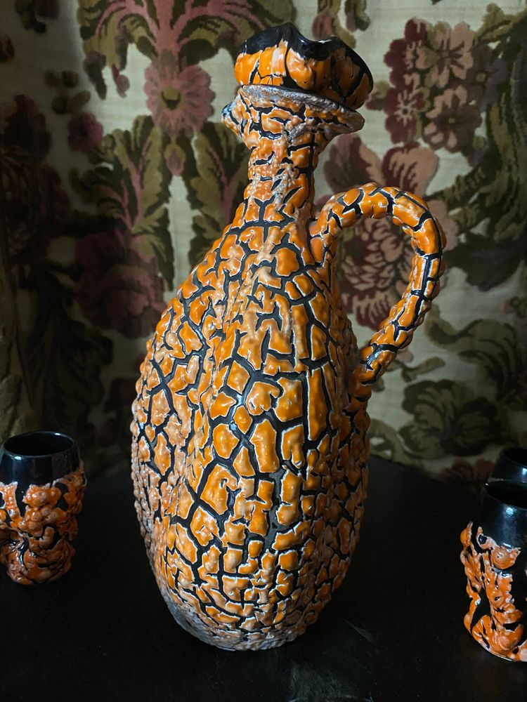 Ceramic liqueur set in fragmented coral style, assembled and deconstructed, from the 1960s