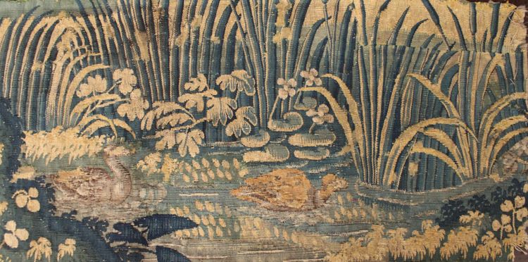 Fragment of a tapestry "Verdure with Ducks", Brussels workshop, mid-16th century