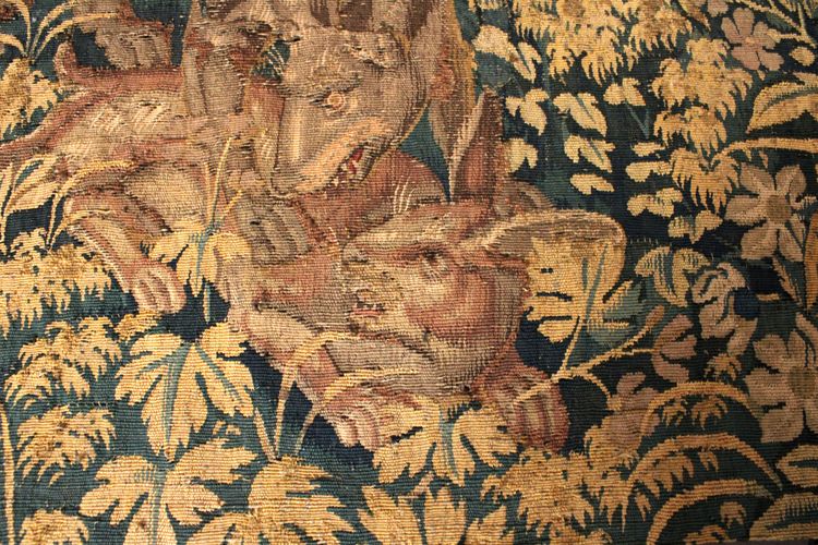 Fragment De Tapisserie "verdure Loup Et Lapin", Atelier De Bruxelles, Mid-16th Century