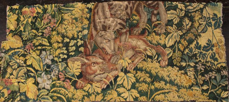 Fragment De Tapisserie "verdure Loup Et Lapin", Atelier De Bruxelles, Mid-16th Century