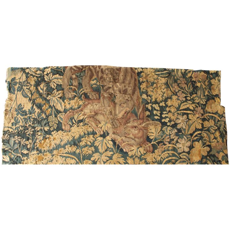 Fragment De Tapisserie "verdure Loup Et Lapin", Atelier De Bruxelles, Mid-16th Century