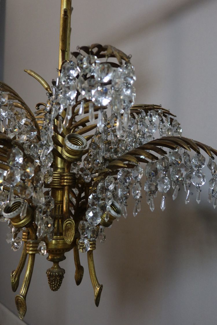 Bronze chandelier, palm tree model, after Baguès