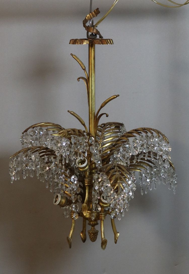 Bronze chandelier, palm tree model, after Baguès