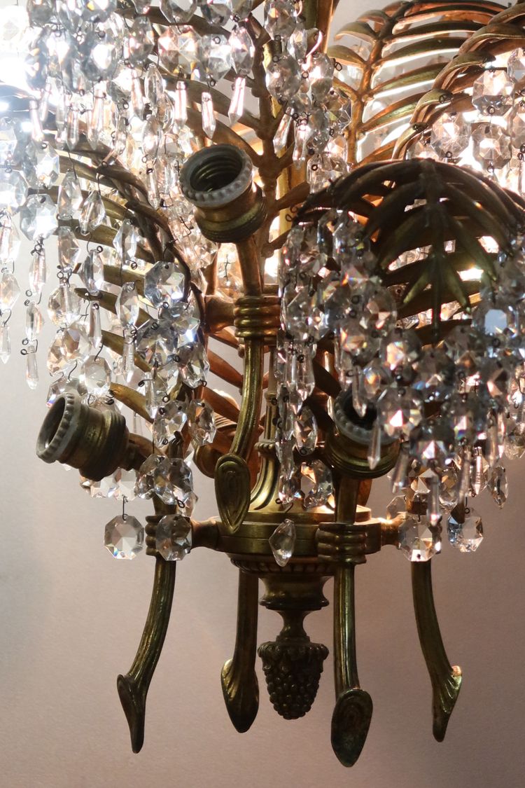 Bronze chandelier, palm tree model, after Baguès