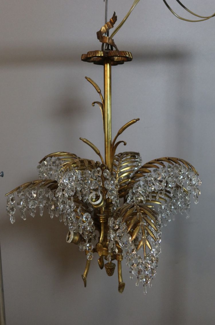 Bronze chandelier, palm tree model, after Baguès