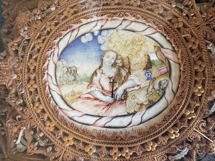 Papal Paperolles Reliquary with a Representation of Mary Magdalene - 18th Century