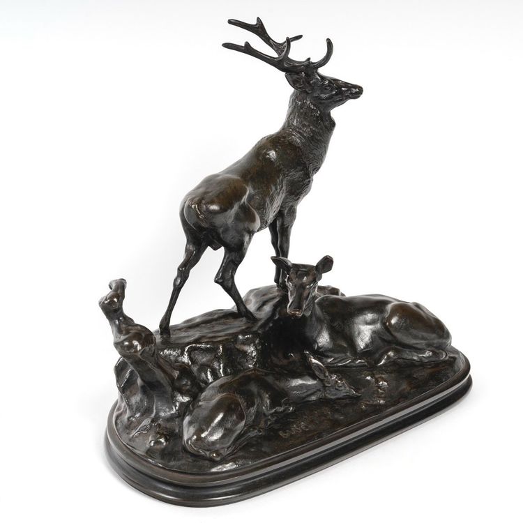 Bronze Group - Deer Family , Antoine-louis Barye (1795-1875)