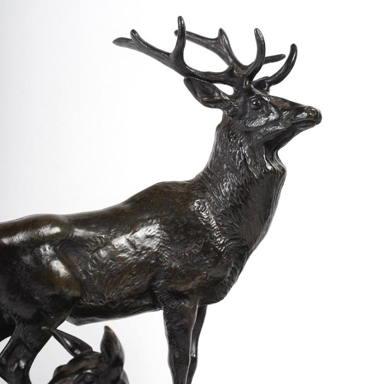 Bronze Group - Deer Family , Antoine-louis Barye (1795-1875)