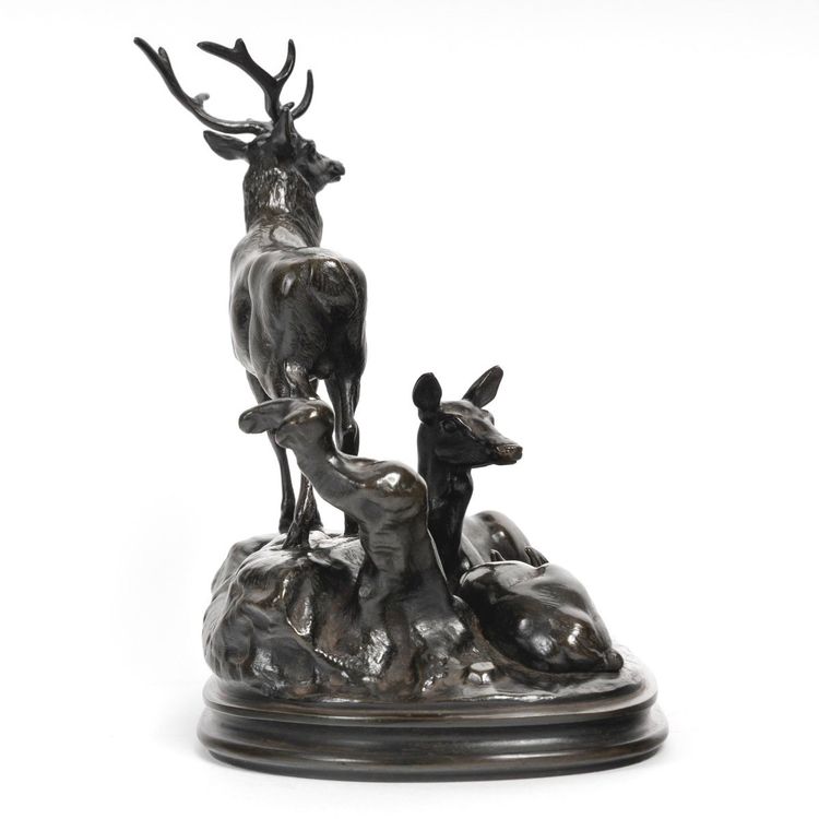 Bronze Group - Deer Family , Antoine-louis Barye (1795-1875)