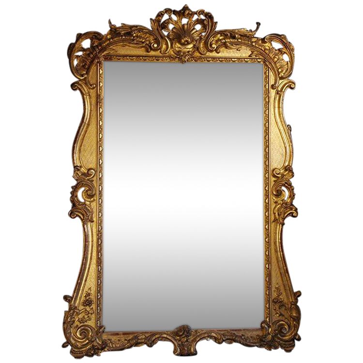 Mirror in wood and stucco gilded (leaf gold) Louis XV style