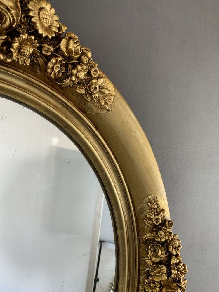 19th Century Gilded Mirror with Floral Motifs