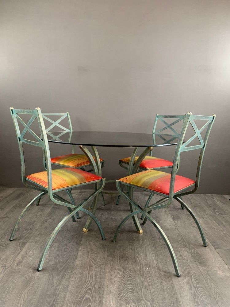 Ensemble De Table Et Chaises Collection “villa D’este” Par Pierre Vandel, Années 1970