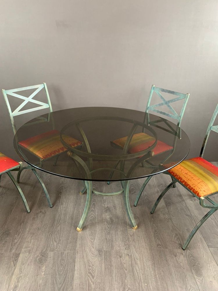 Ensemble De Table Et Chaises Collection “villa D’este” Par Pierre Vandel, Années 1970