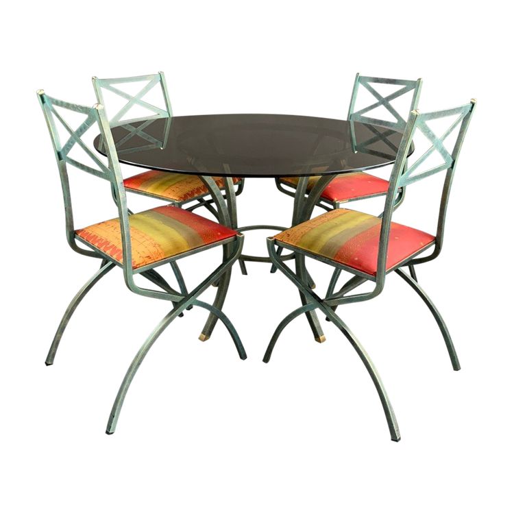 Ensemble De Table Et Chaises Collection “villa D’este” Par Pierre Vandel, Années 1970